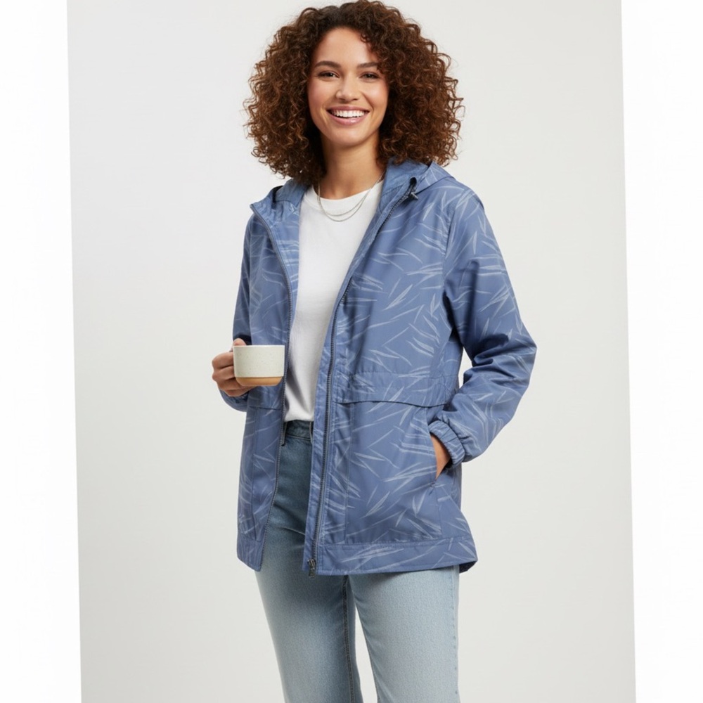 Weatherproof Vintage Blue Hooded Windbreaker Jacket L | Lightweight Zip‎ Up